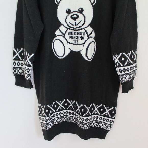 NWT Moschino Teddy Bear Sweater Dress | Cozy Knit Logo Winter Dress - Picture 7 of 15